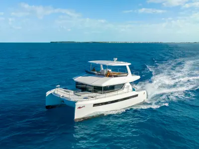 Exterior view of Moorings 464PC Exclusive, a Leopard 46PC catamaran at Road Town, British Virgin Islands