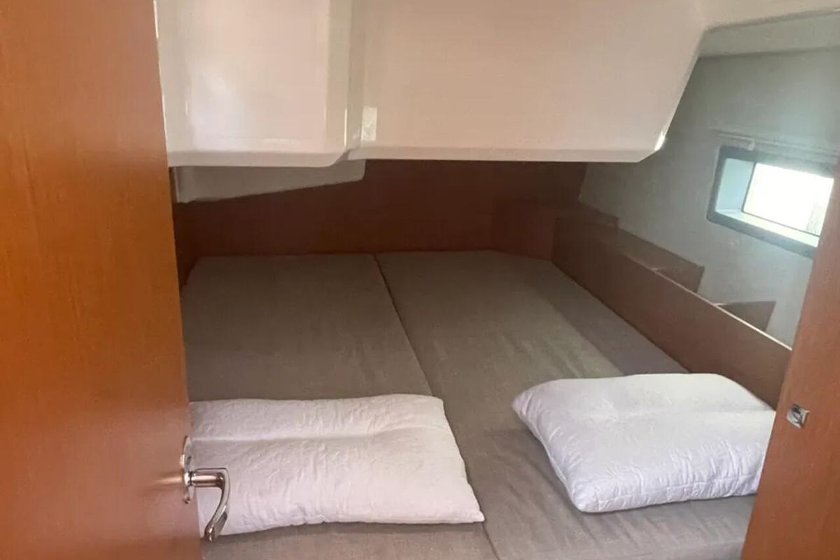 Cabin on LIMA, a Bavaria C42 sailboat at Athens, Greece