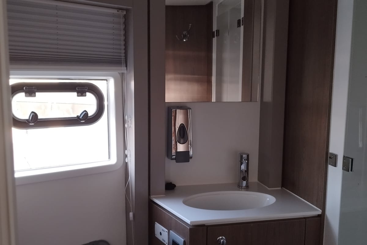 Head on Stenella, a Bali 4.4 catamaran at Olbia, Italy