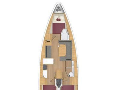 Floor plan of DEA, a Bavaria 38 sailboat at La Spezia, Italy