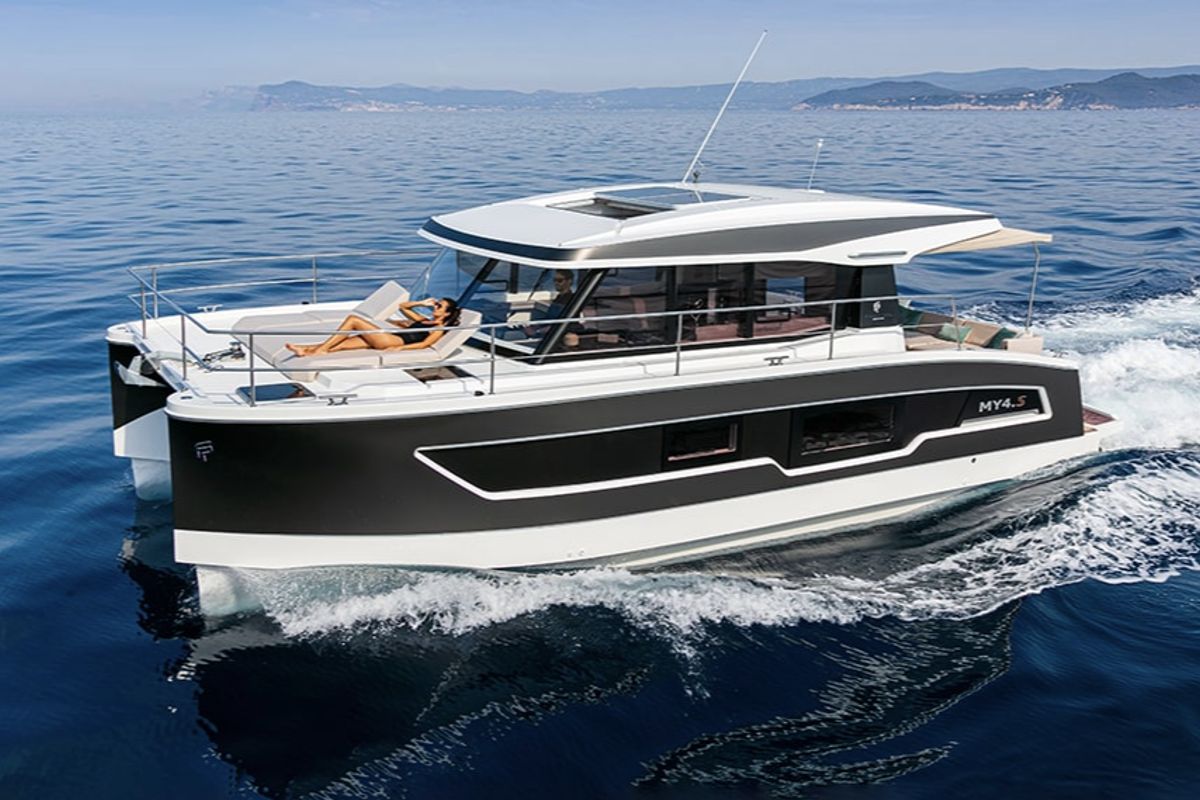 Exterior view of My Angel, a Fountaine Pajot MY4.S catamaran at Municipal Unit of Lefkada, Greece