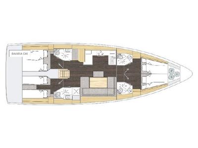 Floor plan of SMARAGDA, a Bavaria C46 sailboat at Athens, Greece