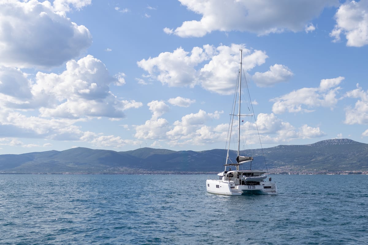 Salon of Aventus, a Lagoon 42 catamaran at Split, Croatia