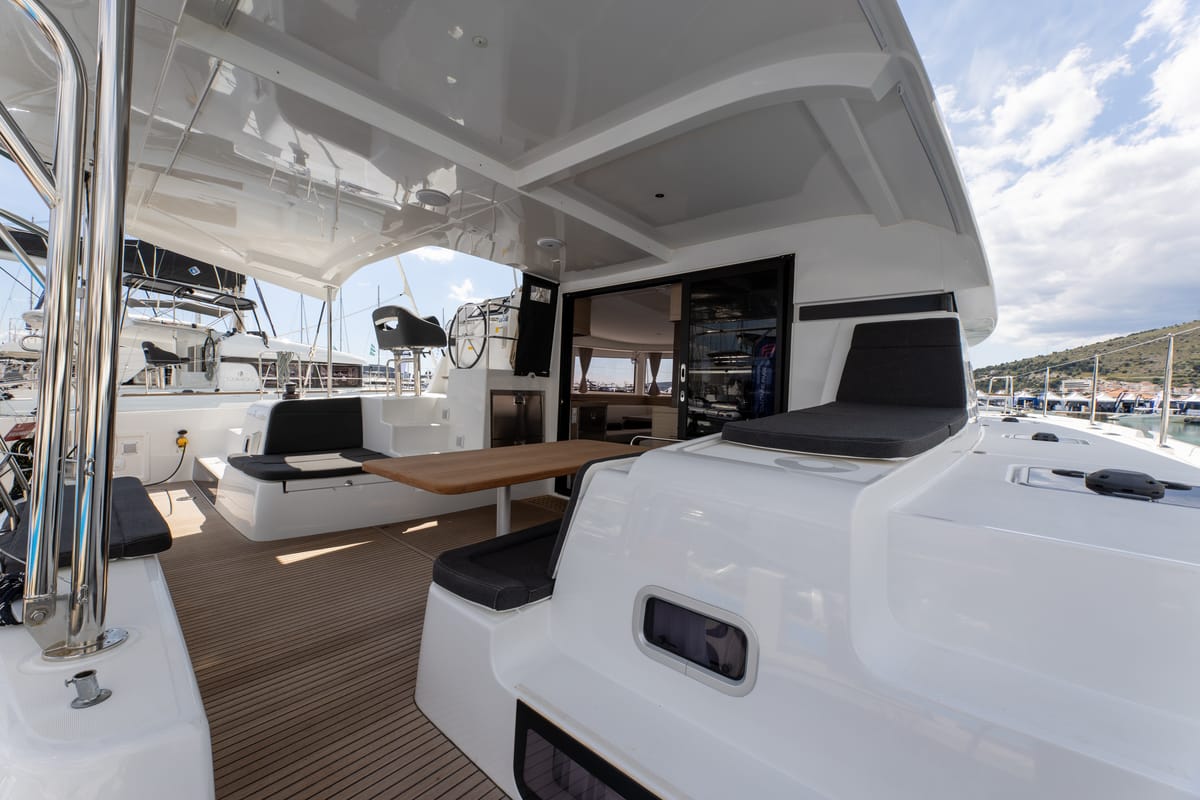 Deck of Aventus, a Lagoon 42 catamaran at Split, Croatia