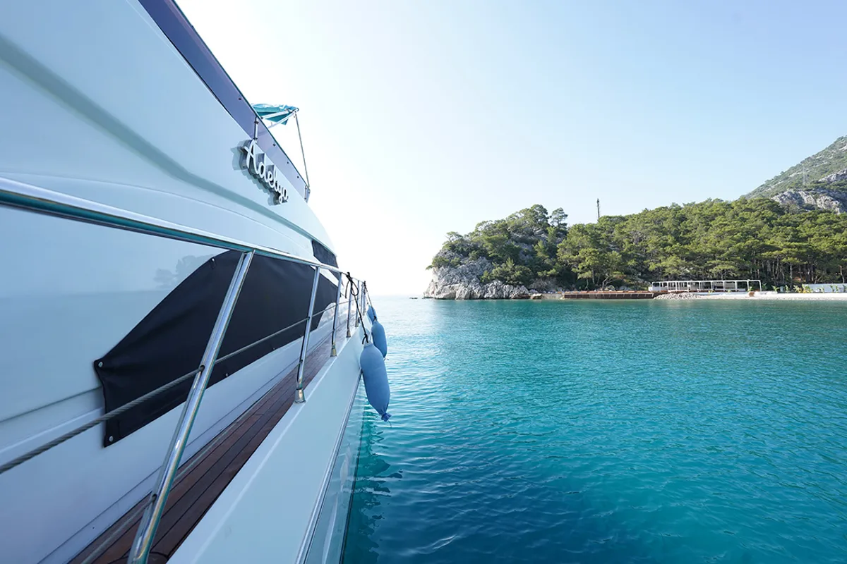 Exterior view of ADELYA, a Gulet Leomar 59 yacht at Konyaaltı, Turkey