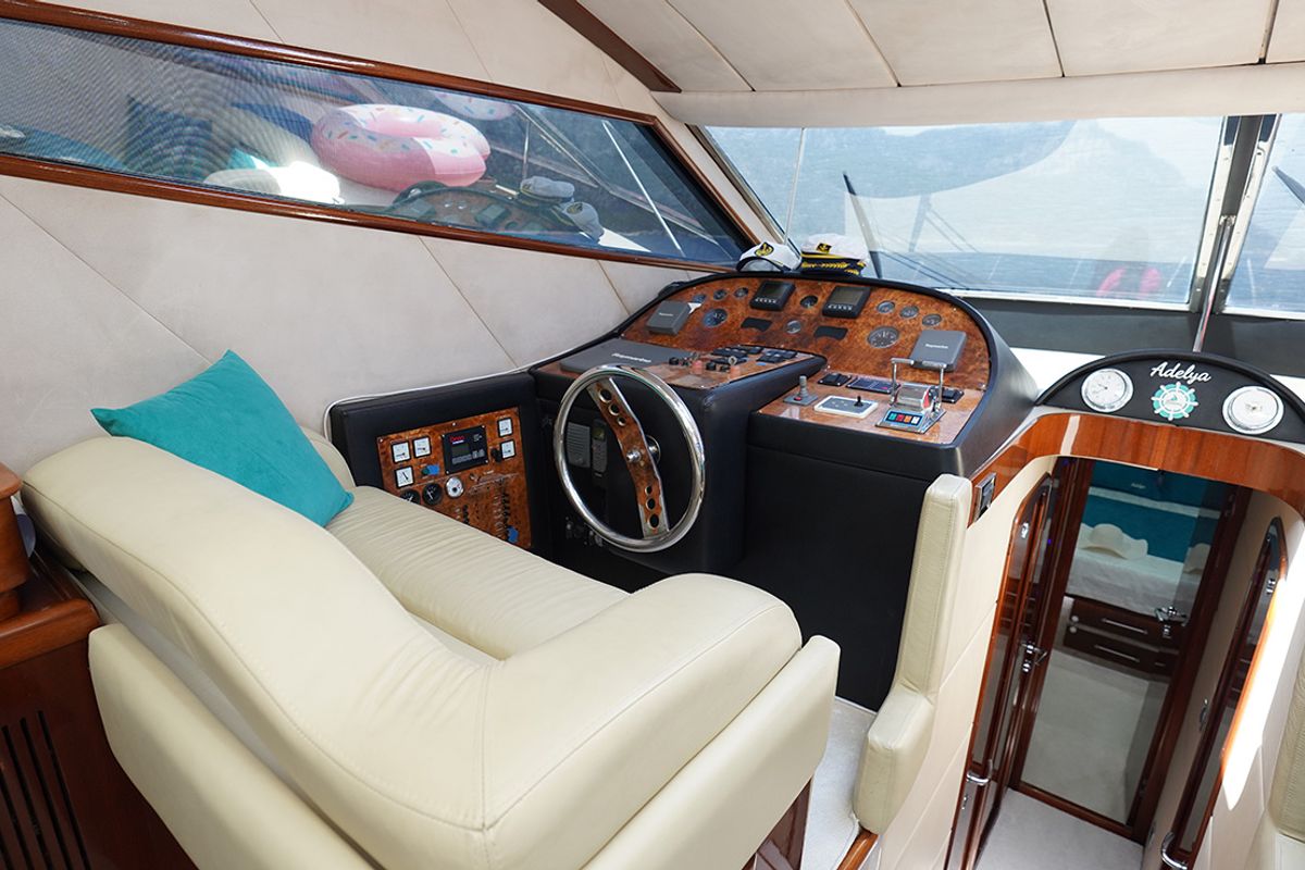 Cockpit of ADELYA, a Gulet Leomar 59 yacht at Konyaaltı, Turkey