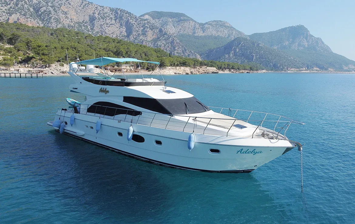 Exterior view of ADELYA, a Gulet Leomar 59 yacht at Konyaaltı, Turkey
