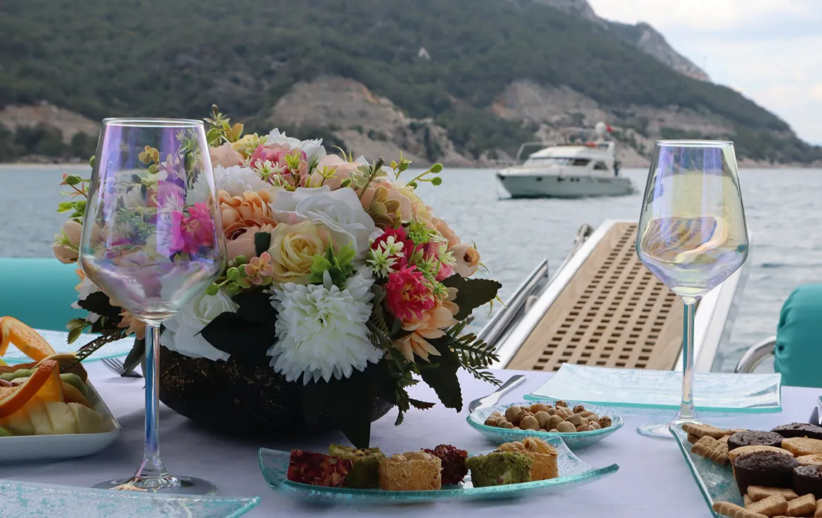Deck of ADELYA, a Gulet Leomar 59 yacht at Konyaaltı, Turkey