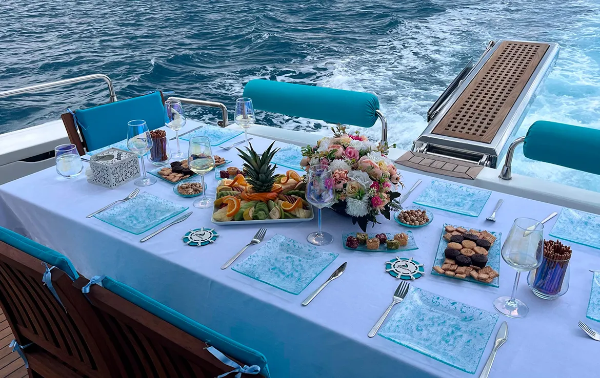 Deck of ADELYA, a Gulet Leomar 59 yacht at Konyaaltı, Turkey
