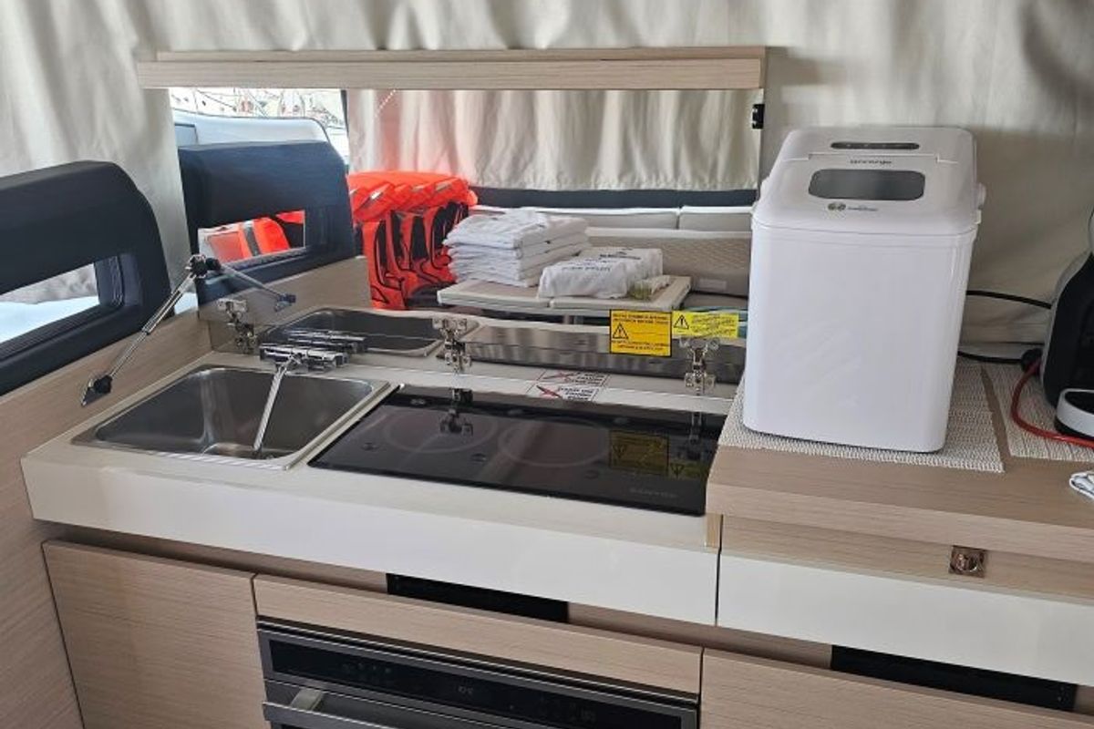 Galley of Sierra, a Jeanneau NC 37 yacht at Grad Biograd na Moru, Croatia