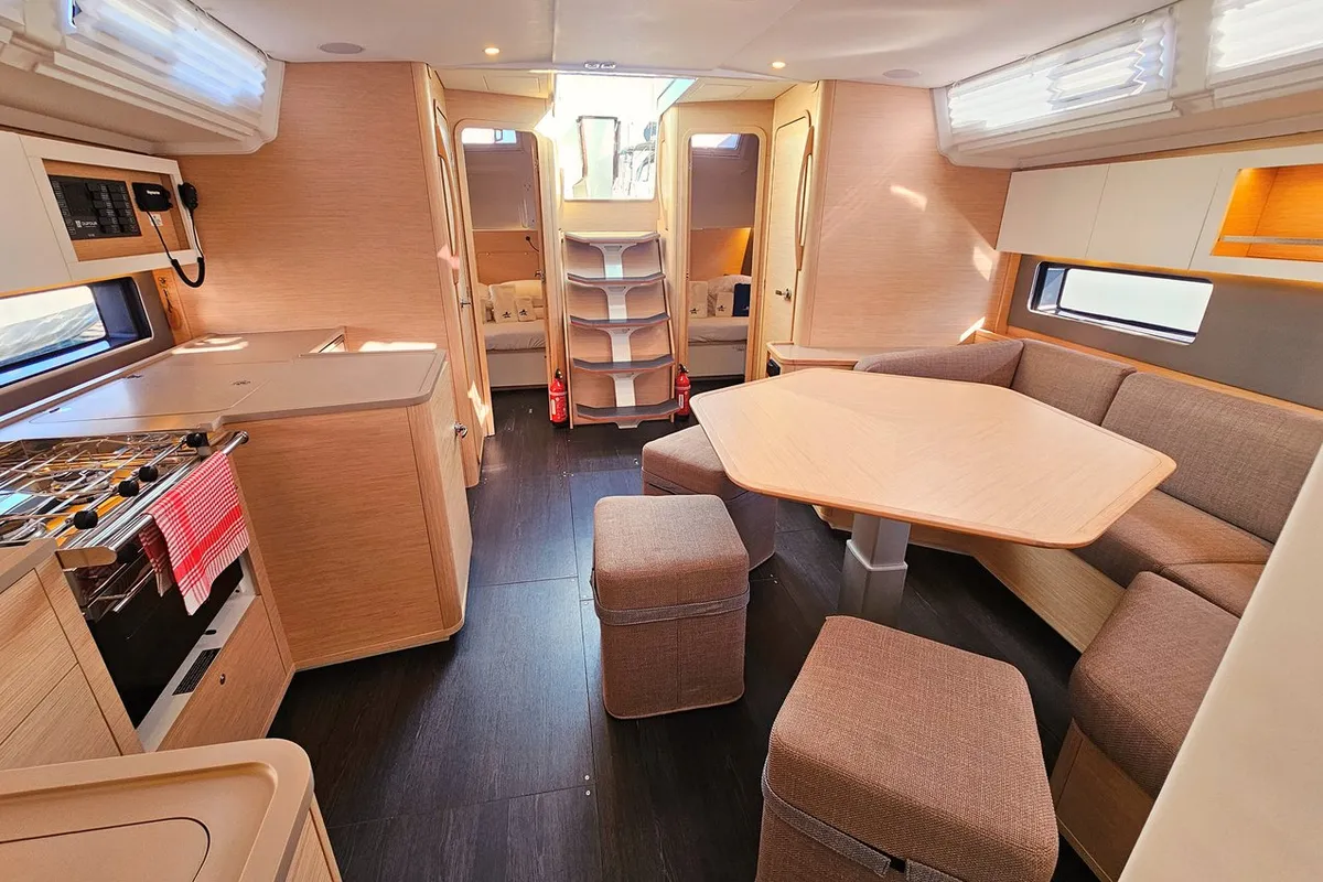Salon of Virtuoso, a Dufour 44 sailboat at Grad Kaštela, Croatia