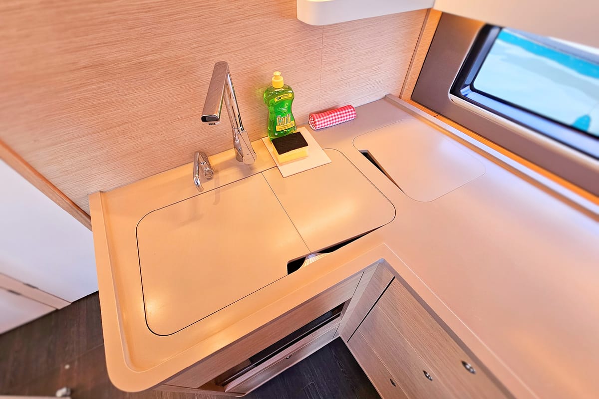 Galley of Virtuoso, a Dufour 44 sailboat at Grad Kaštela, Croatia
