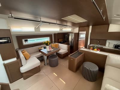 Salon of Scorpio III, a Beneteau Oceanis 60 sailboat at Seget Donji, Croatia