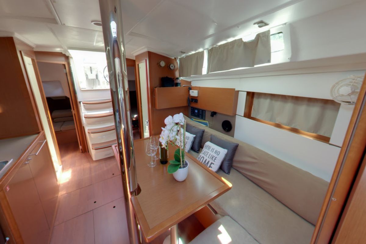 Salon of LUCE, a Beneteau Oceanis 38.1 sailboat at Dubrovnik, Croatia