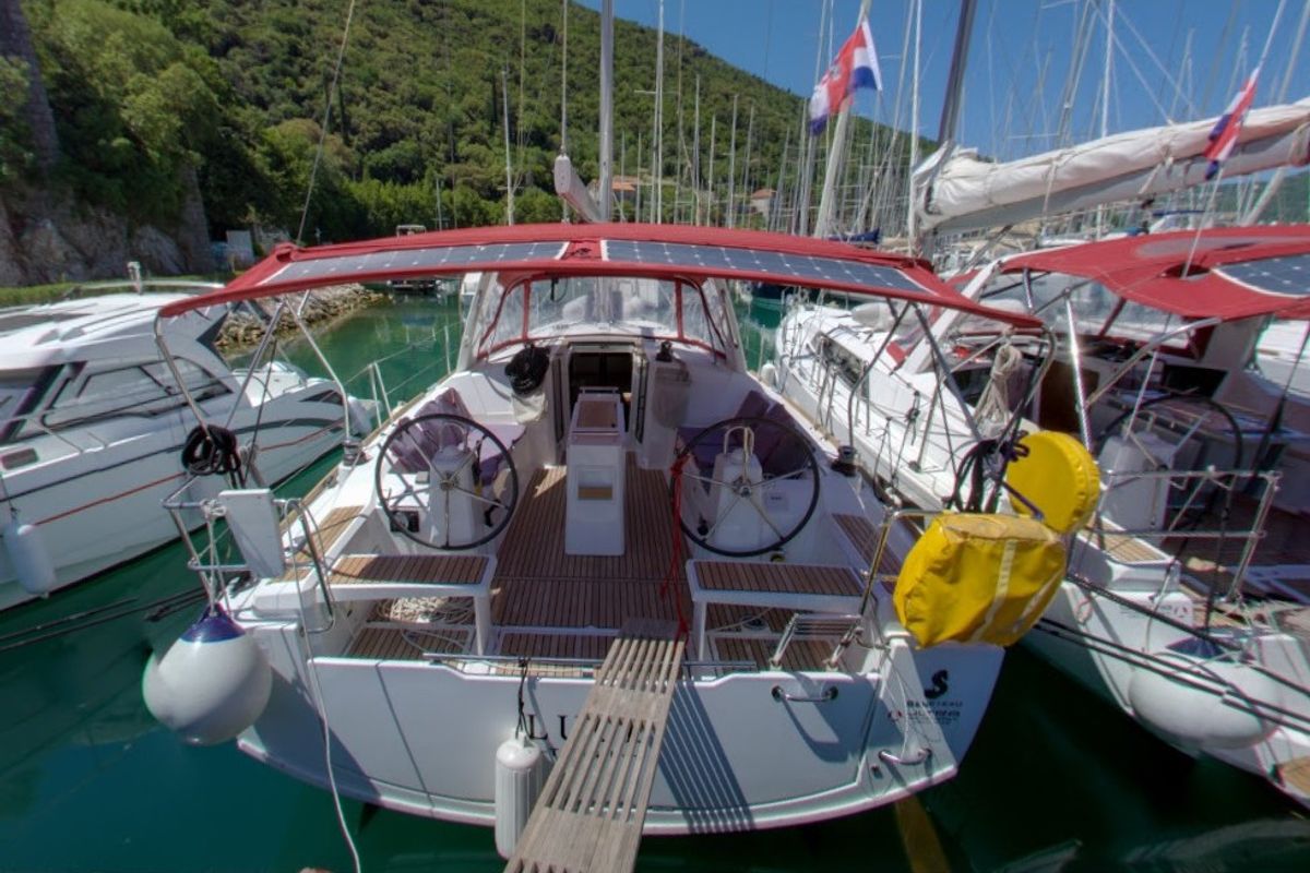 Exterior view of LUCE, a Beneteau Oceanis 38.1 sailboat at Dubrovnik, Croatia