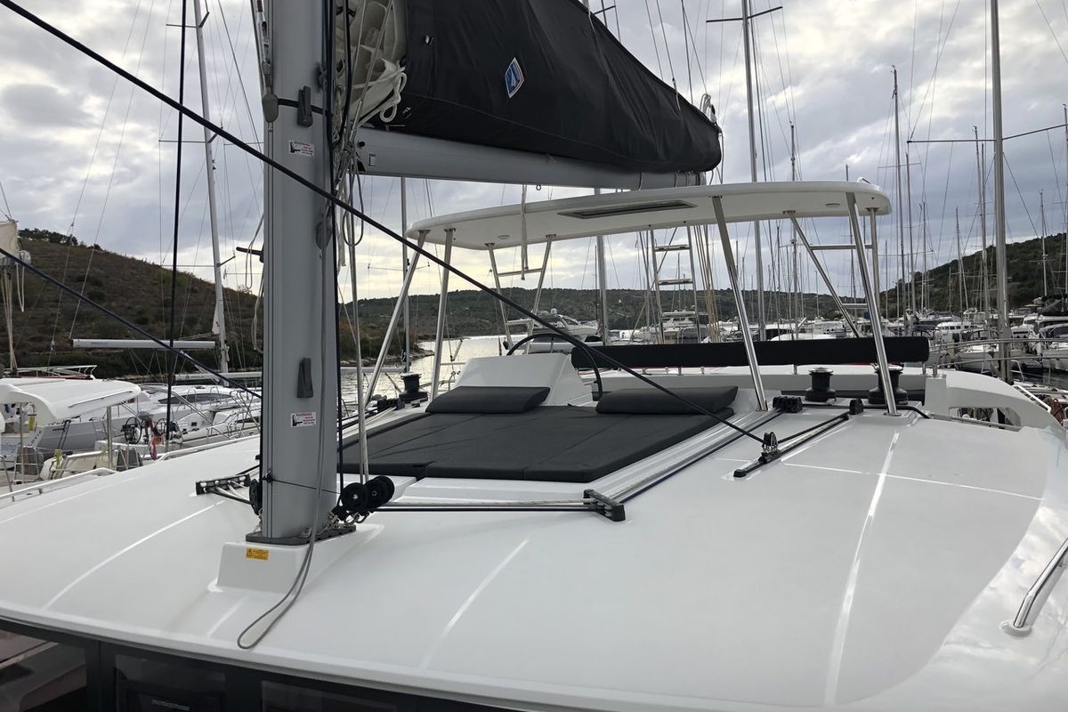 Deck of Zen, a Lagoon 450 F catamaran at Split, Croatia