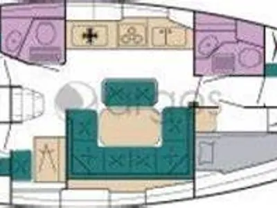 Floor plan of Stilvi, a Bavaria 42 sailboat at Municipal Unit of Lefkada, Greece