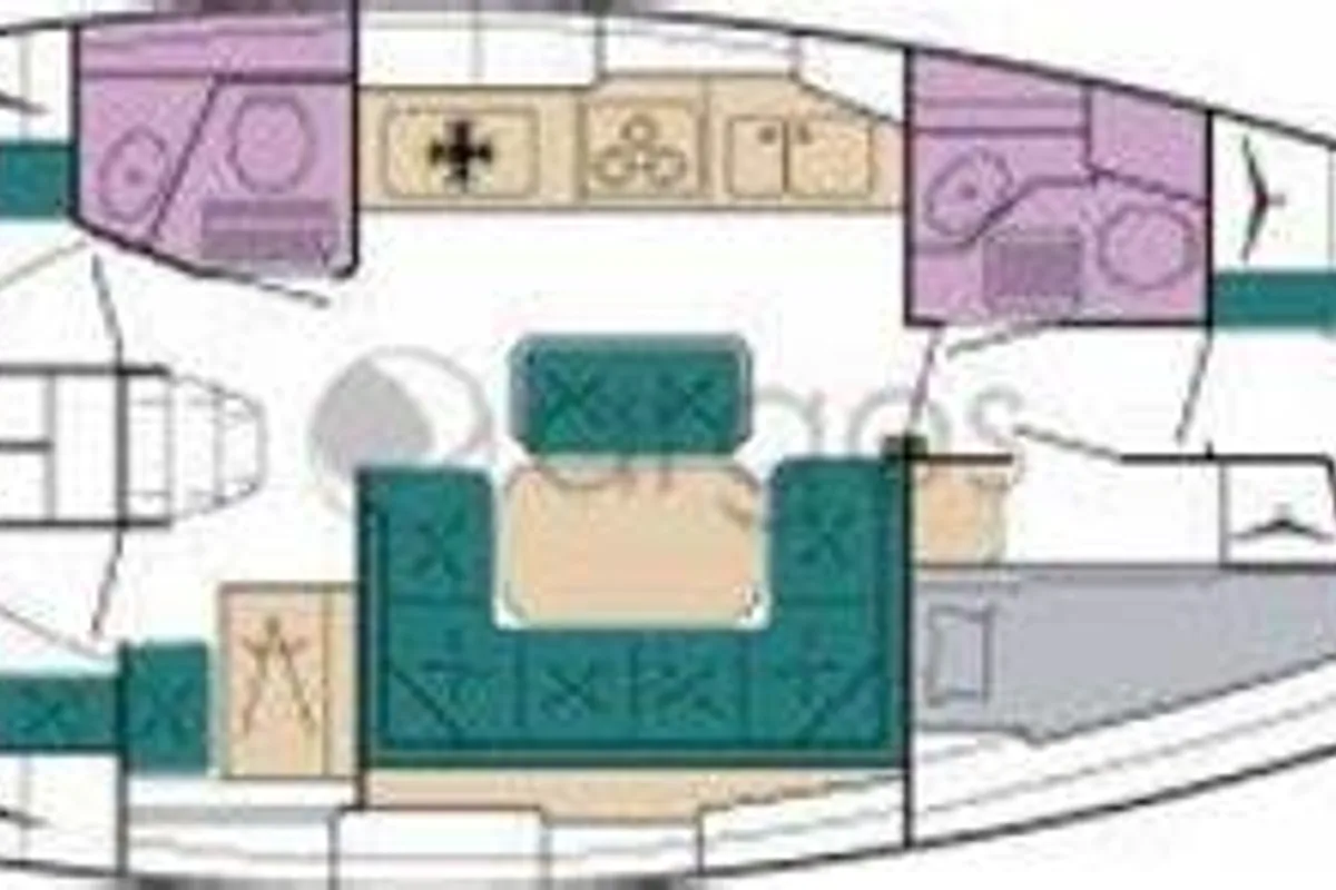 Floor plan of Stilvi, a Bavaria 42 sailboat at Municipal Unit of Lefkada, Greece