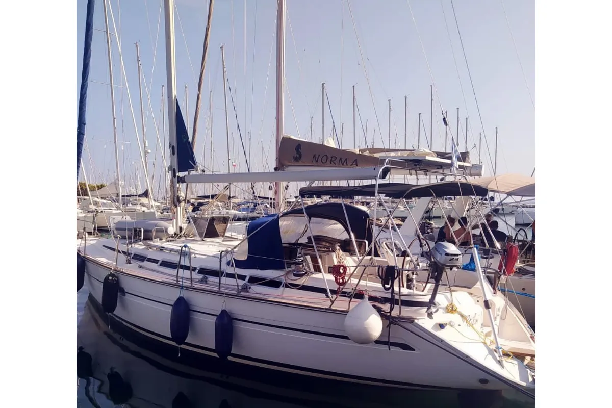 Exterior view of Stilvi, a Bavaria 42 sailboat at Municipal Unit of Lefkada, Greece
