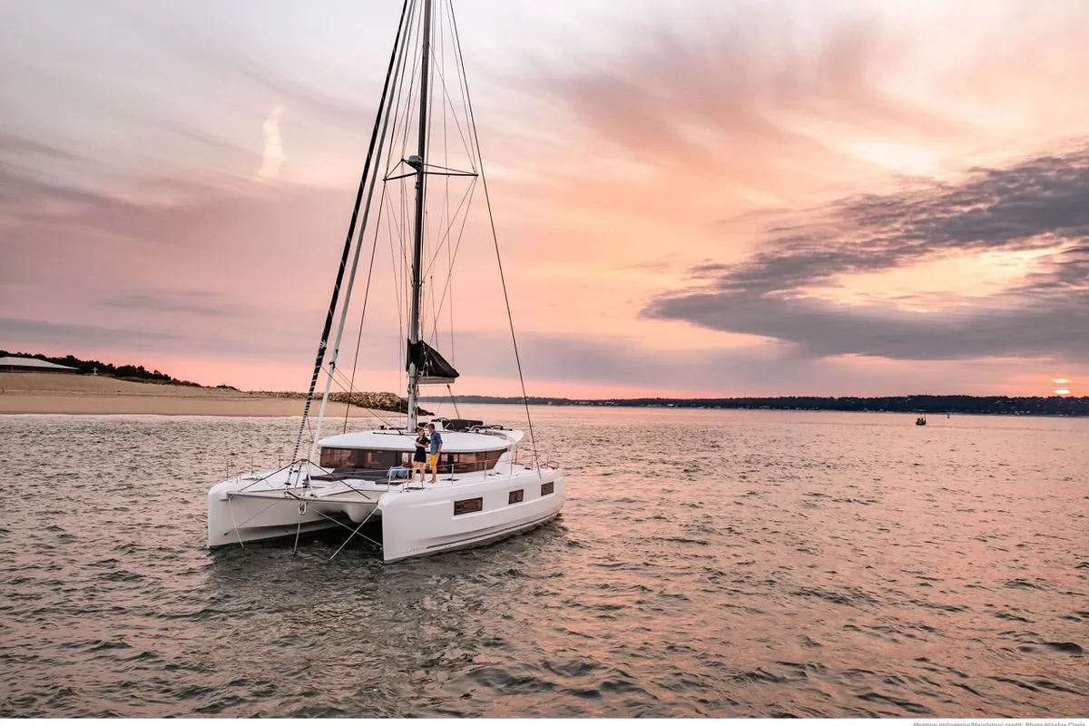 Exterior view of Joansea, a Lagoon 46 catamaran at Grad Trogir, Croatia