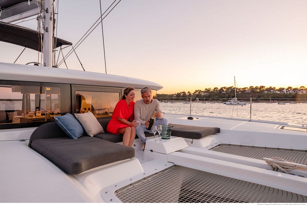 Deck of Joansea, a Lagoon 46 catamaran at Grad Trogir, Croatia