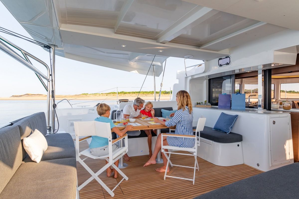 Deck of Joansea, a Lagoon 46 catamaran at Grad Trogir, Croatia