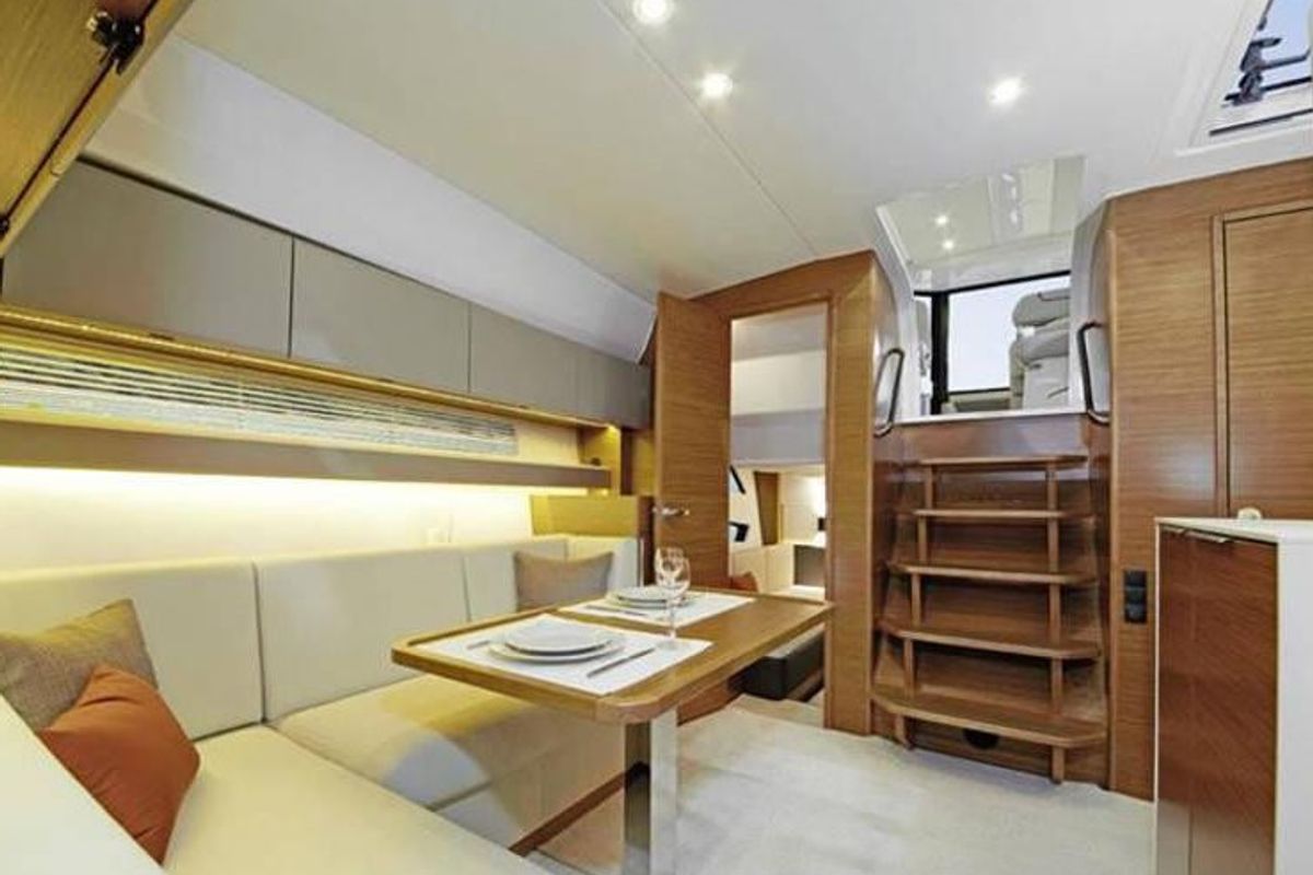 Salon of Varola, a Bavaria Sport 450 HT motorboat at Seget Donji, Croatia