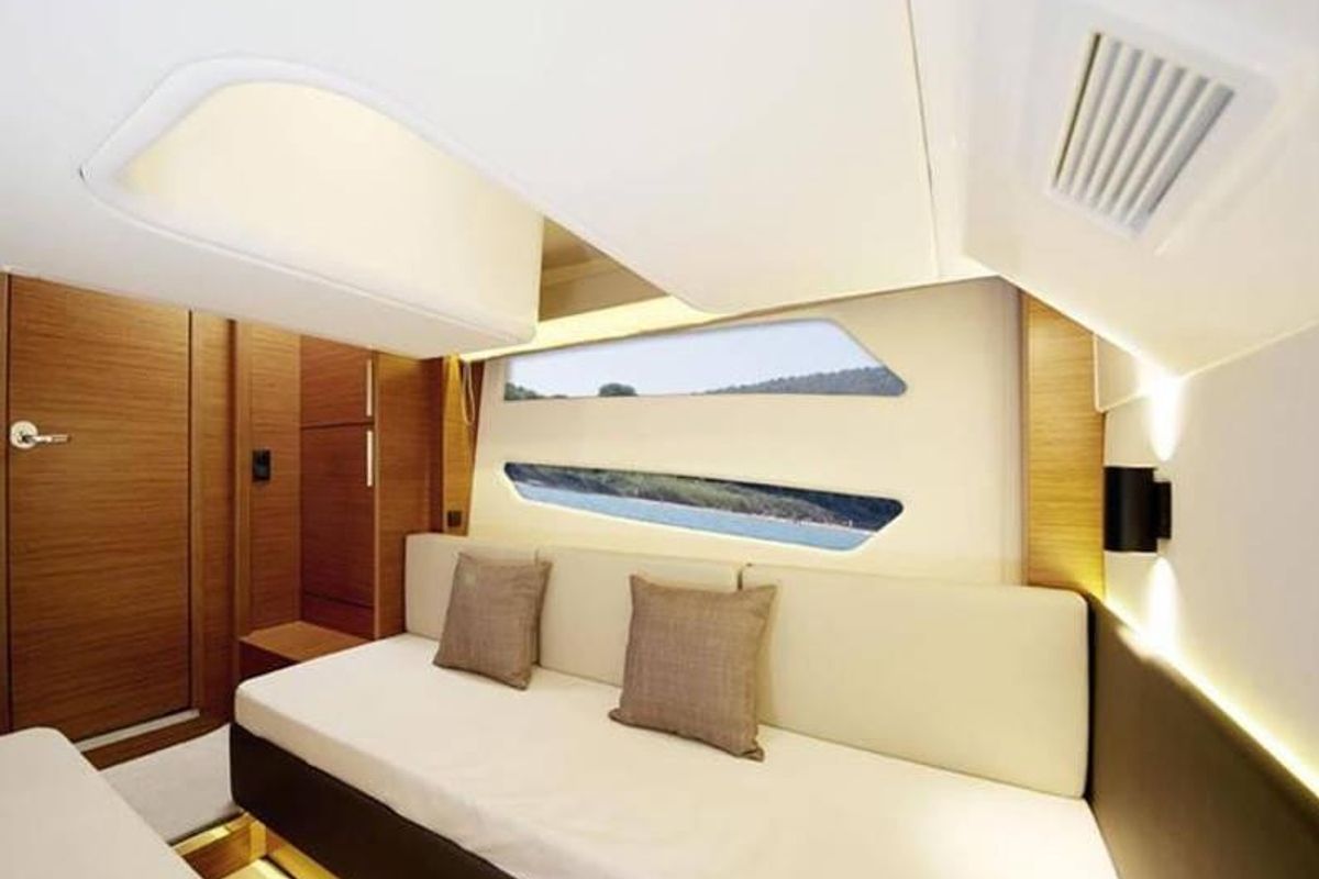 Cabin on Varola, a Bavaria Sport 450 HT motorboat at Seget Donji, Croatia