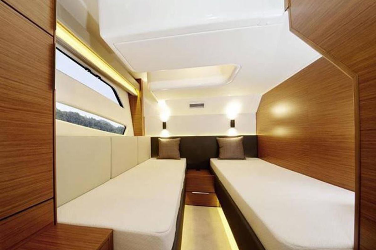 Cabin on Varola, a Bavaria Sport 450 HT motorboat at Seget Donji, Croatia