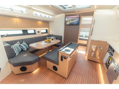Salon of Sea Emerald, a Hanse Yachts Hanse 510 sailboat at Kos, Greece