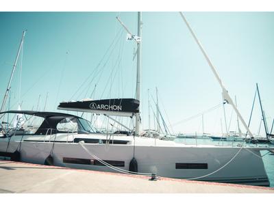 Exterior view of Sea Emerald, a Hanse Yachts Hanse 510 sailboat at Kos, Greece
