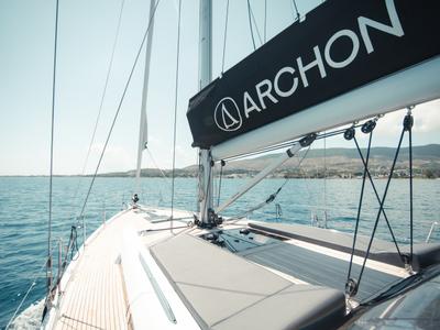 Exterior view of Sea Emerald, a Hanse Yachts Hanse 510 sailboat at Kos, Greece
