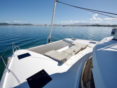 Deck of Bellmar, a Fountaine Pajot Astréa 42 catamaran at Preveza, Greece