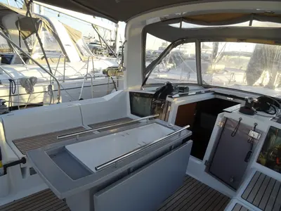 Deck of Ariadne, a Beneteau Oceanis 41.1 sailboat at Athens, Greece