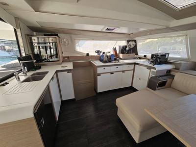 Galley of The Happy Heifer, a Fountaine Pajot Elba 45 catamaran at Charlotte Amalie, United States