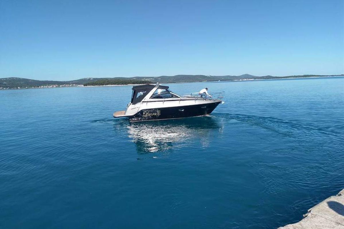 Exterior view of Laura III, a Grginić jahte Mirakul 30 Sport Open motorboat at Grad Biograd na Moru, Croatia