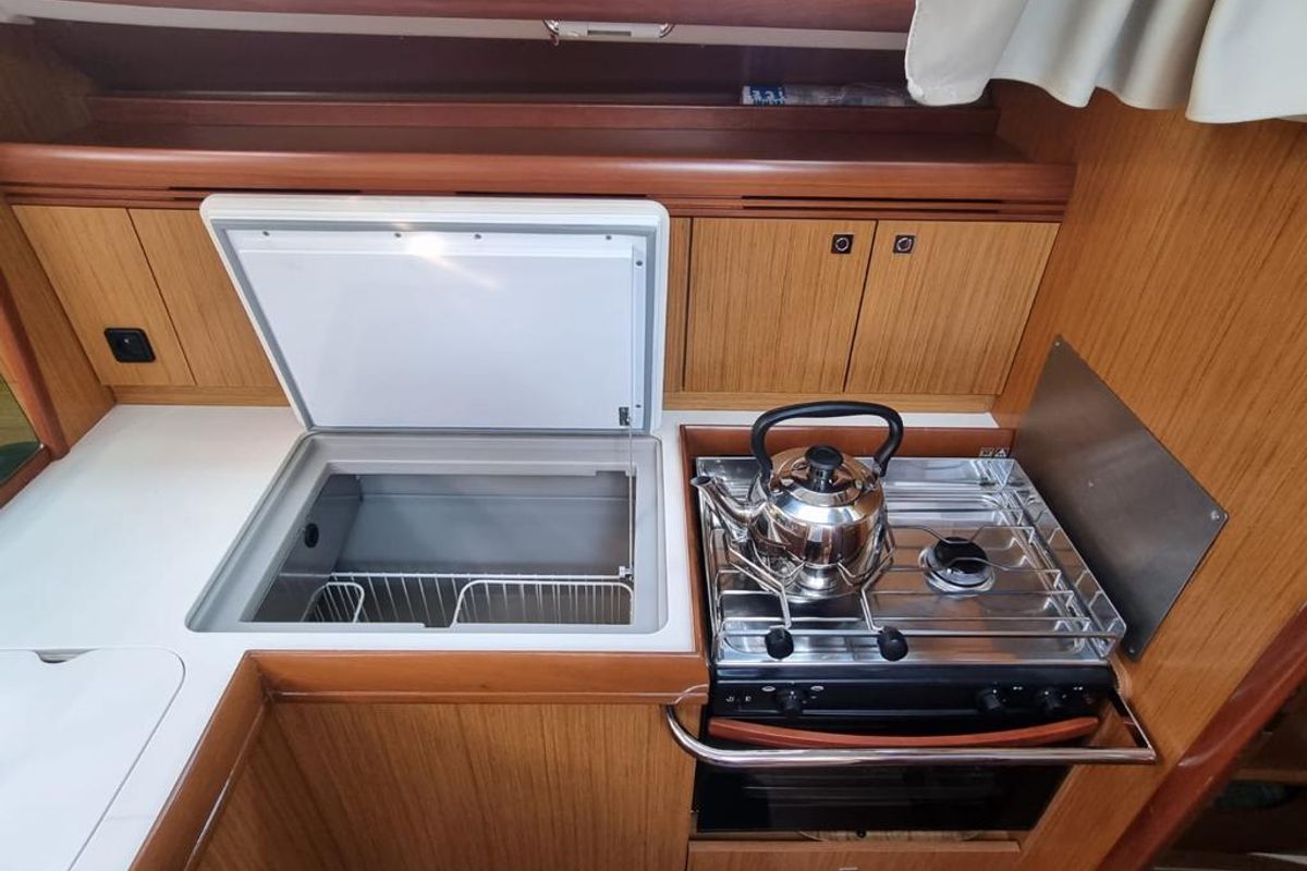 Galley of Sea Nest, a Jeanneau Sun Odyssey 42 i sailboat at Finikas, Greece