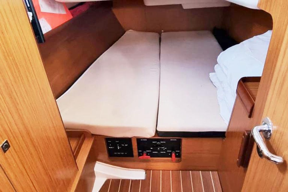 Cabin on Sea Nest, a Jeanneau Sun Odyssey 42 i sailboat at Finikas, Greece