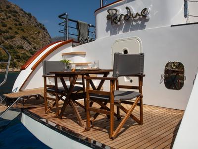 Deck of Premium, a Gulet Motor sailer yacht at Fethiye, Turkey
