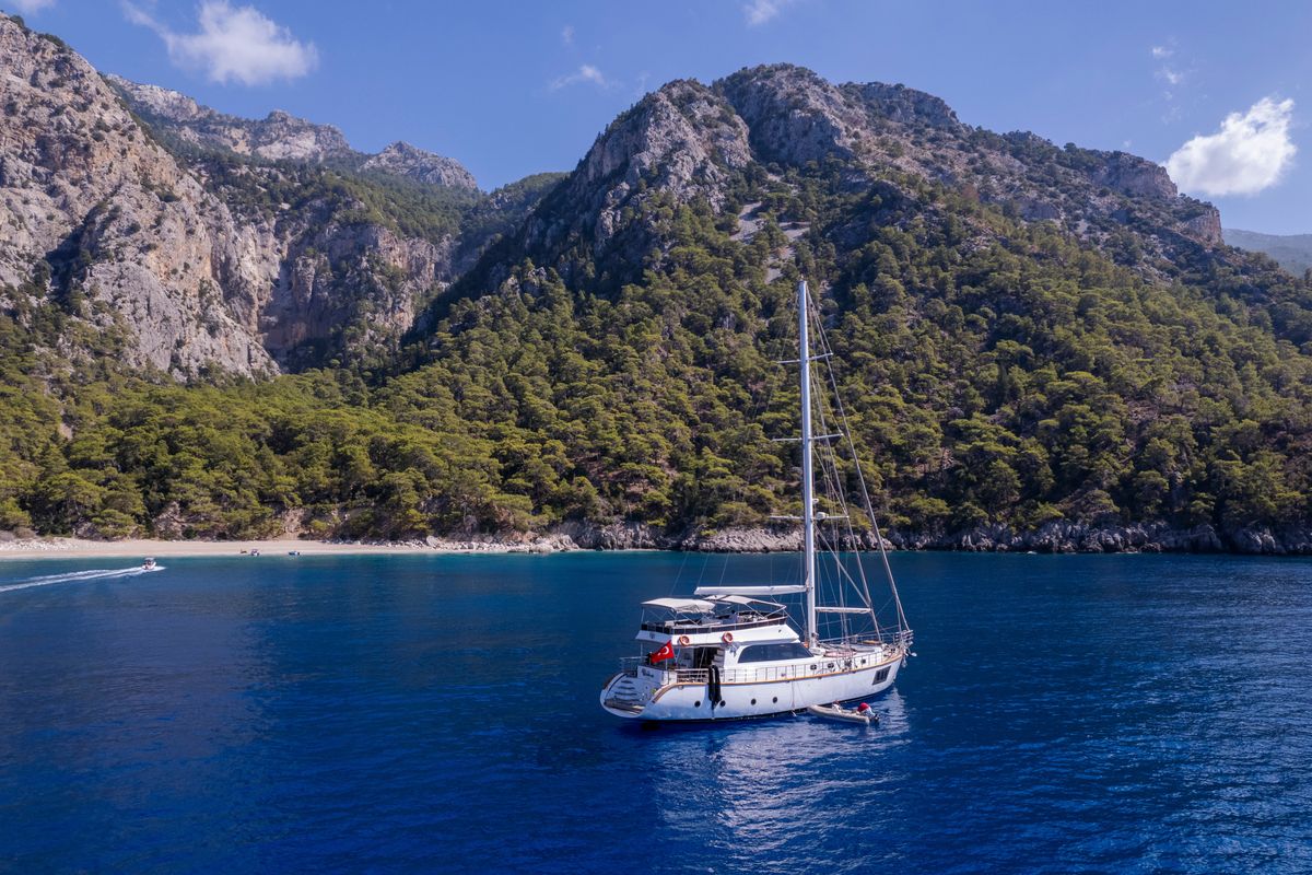 Exterior view of Premium, a Gulet Motor sailer yacht at Fethiye, Turkey