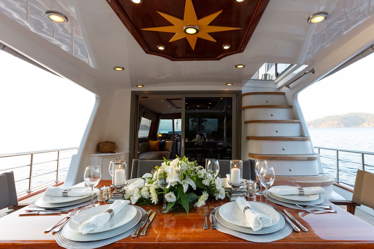 Deck of Premium, a Gulet Motor sailer yacht at Fethiye, Turkey