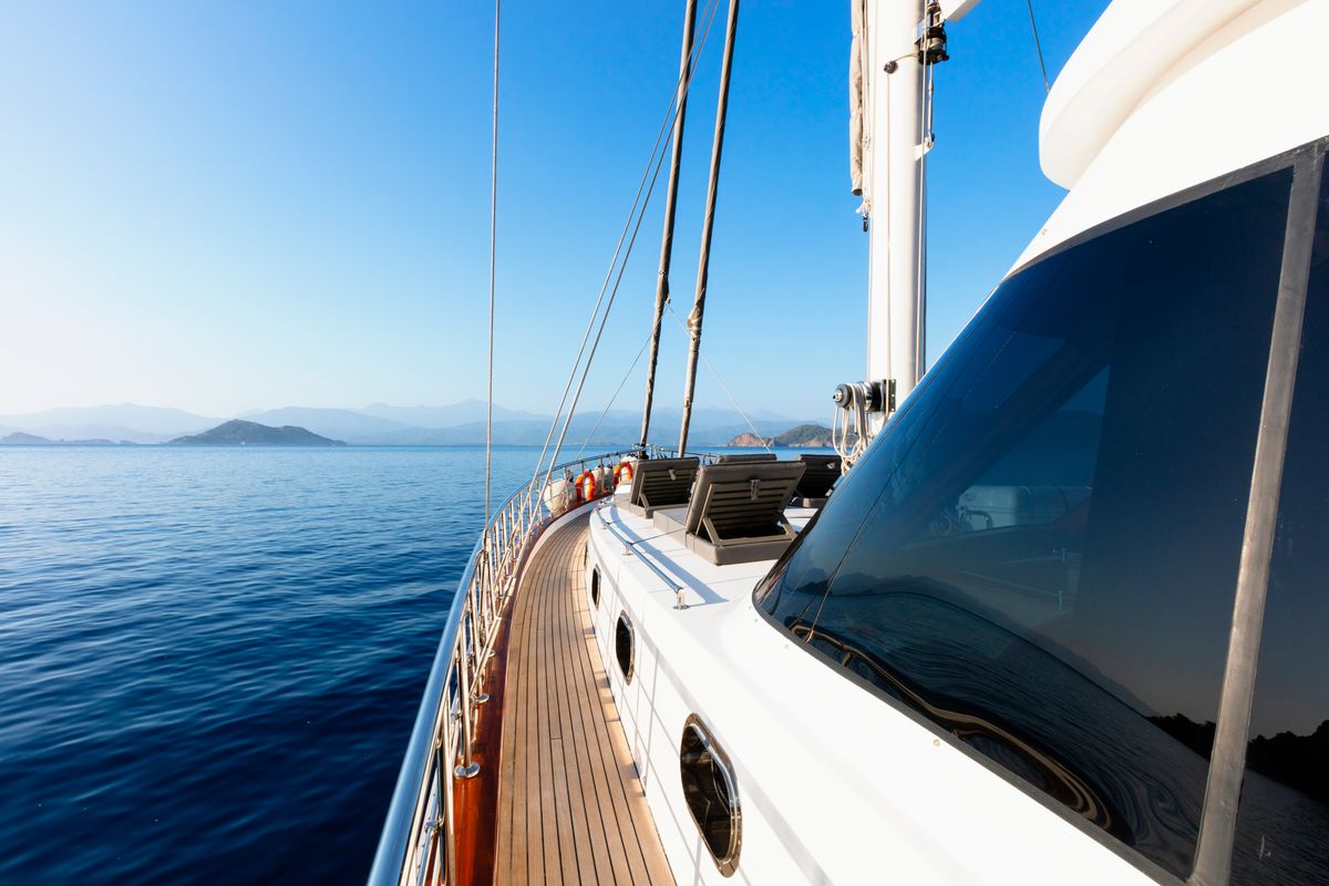 Deck of Premium, a Gulet Motor sailer yacht at Fethiye, Turkey