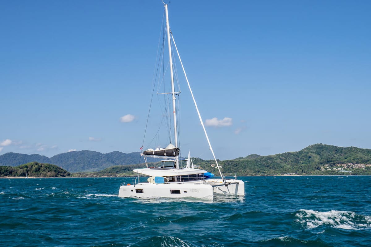 Exterior view of Cloud Dancer, a Lagoon 42 catamaran at Pa Khlok, Thailand