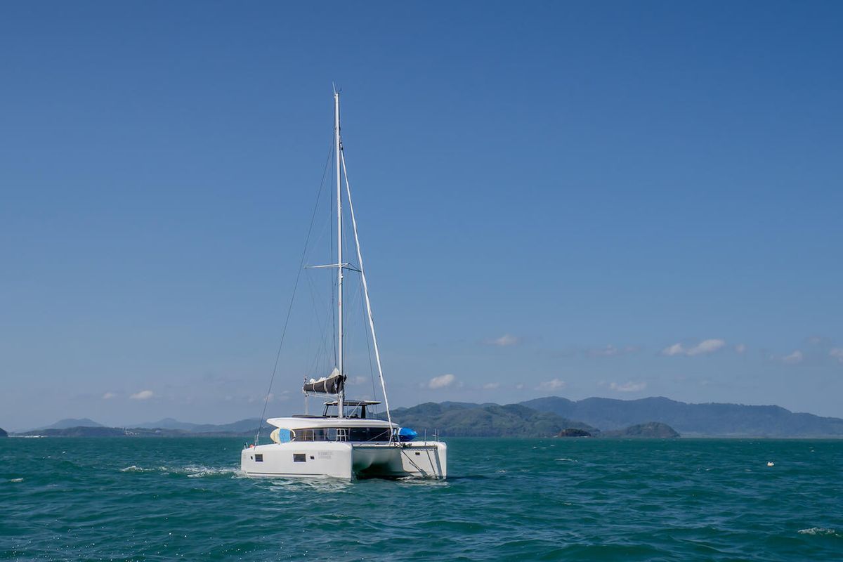 Exterior view of Cloud Dancer, a Lagoon 42 catamaran at Pa Khlok, Thailand