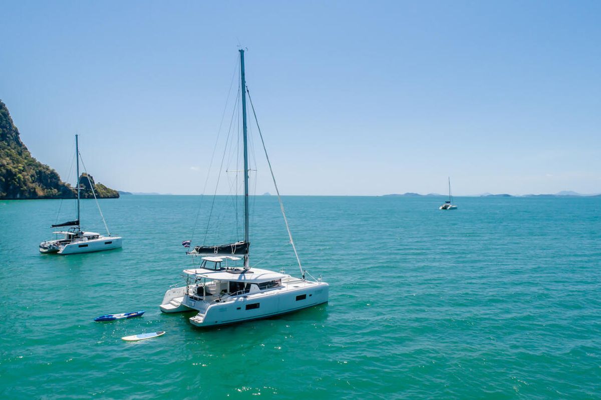 Exterior view of Cloud Dancer, a Lagoon 42 catamaran at Pa Khlok, Thailand