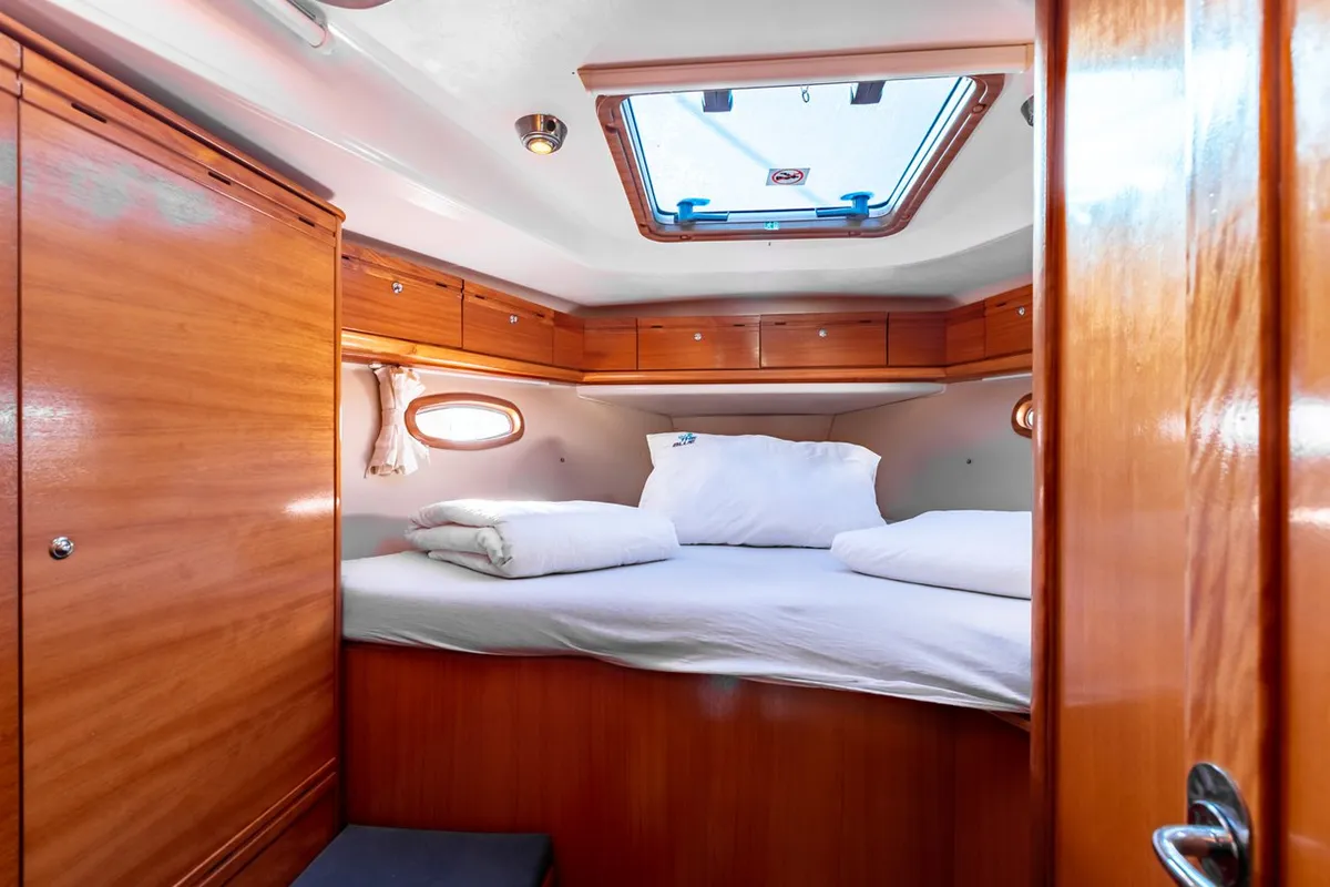 Cabin on Canelupo, a Bavaria 50 Cruiser sailboat at Punat, Croatia