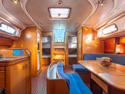 Salon of Canelupo, a Bavaria 50 Cruiser sailboat at Punat, Croatia