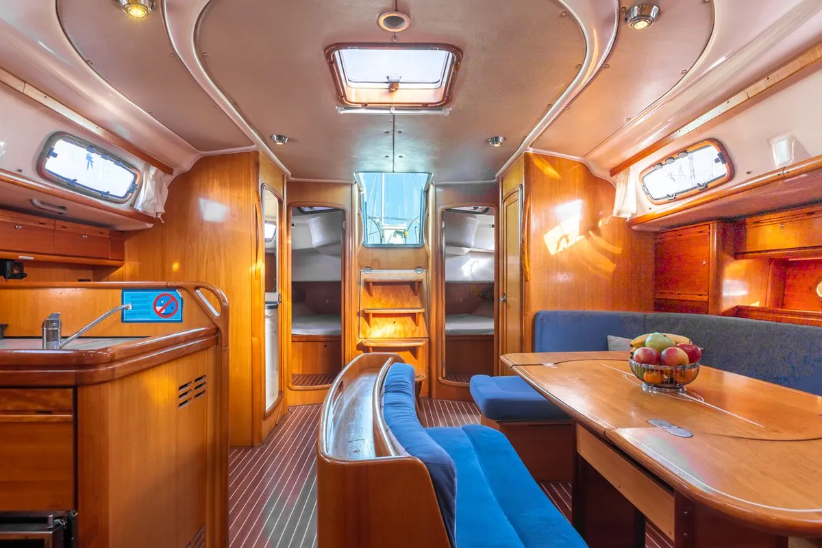 Salon of Canelupo, a Bavaria 50 Cruiser sailboat at Punat, Croatia