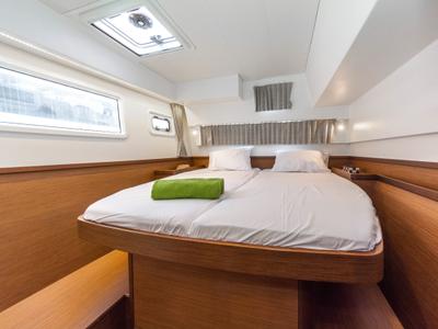 Cabin on Wind Whisper, a Lagoon 42 catamaran at Parikia, Greece