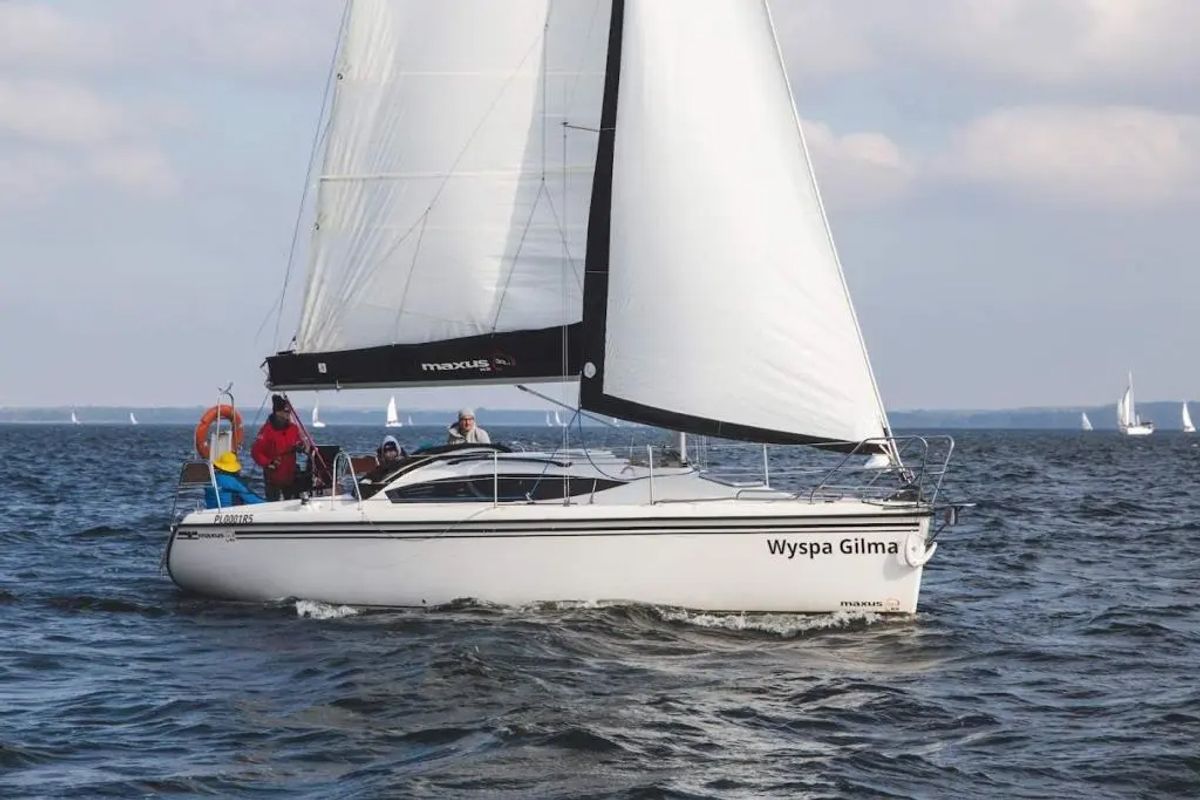 Exterior view of Kalska Brama, a Northman Maxus 33.1 RS sailboat at Sztynort, Poland